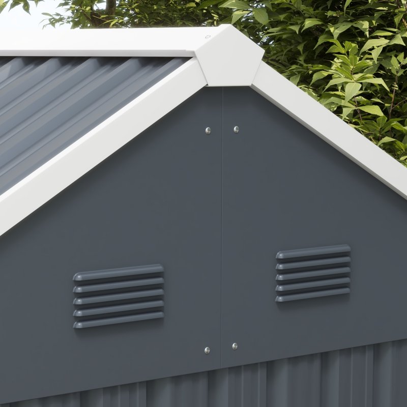 Outsunny 7 x 6 ft Garden Shed, Metal Shed with Single Door, Window and Air Vents, Galvanised Outdoor Lockable Tool Storage House, Dark Grey