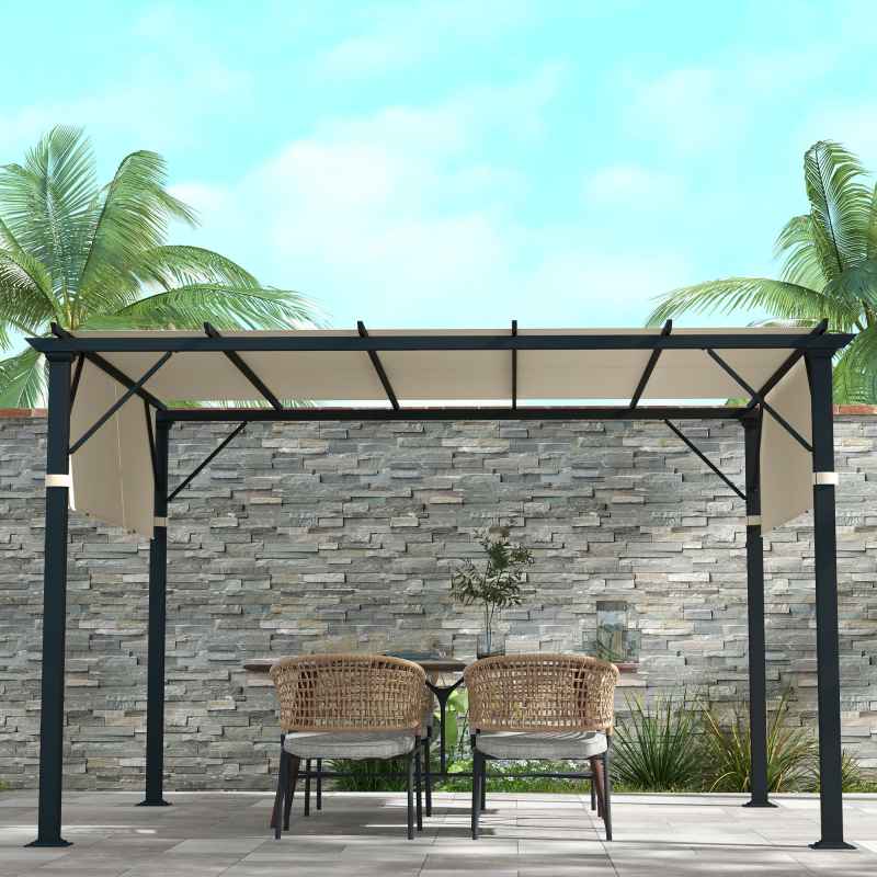 Outsunny 2 PCS Pergola Canopy Replacement, 4.9 x 1.2m UV Protection Pergola Cover, Easy to Install, for 3 x 3(m) Pergola, Cream White