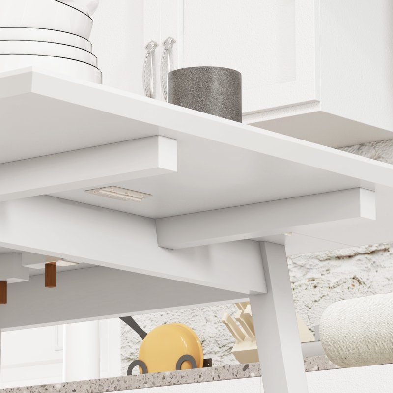 HOMCOM Solid Wood Folding Dining Table, Drop Leaf Table for 2-4 People, Rectangle Kitchen Table for Small Space, White