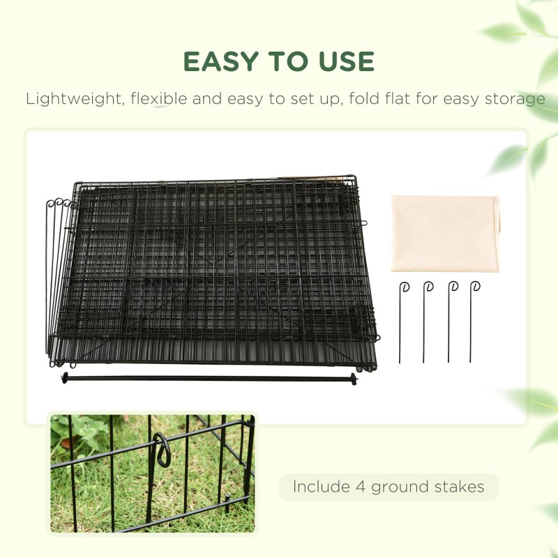 PawHut Rabbit Run Playpen, Guinea Pig Cage with Pitched Roof, Sun Protection Cover, 220 x 103 x 103 cm, Metal Enclosure for Small Animals, Chickens, Ferrets, Beige