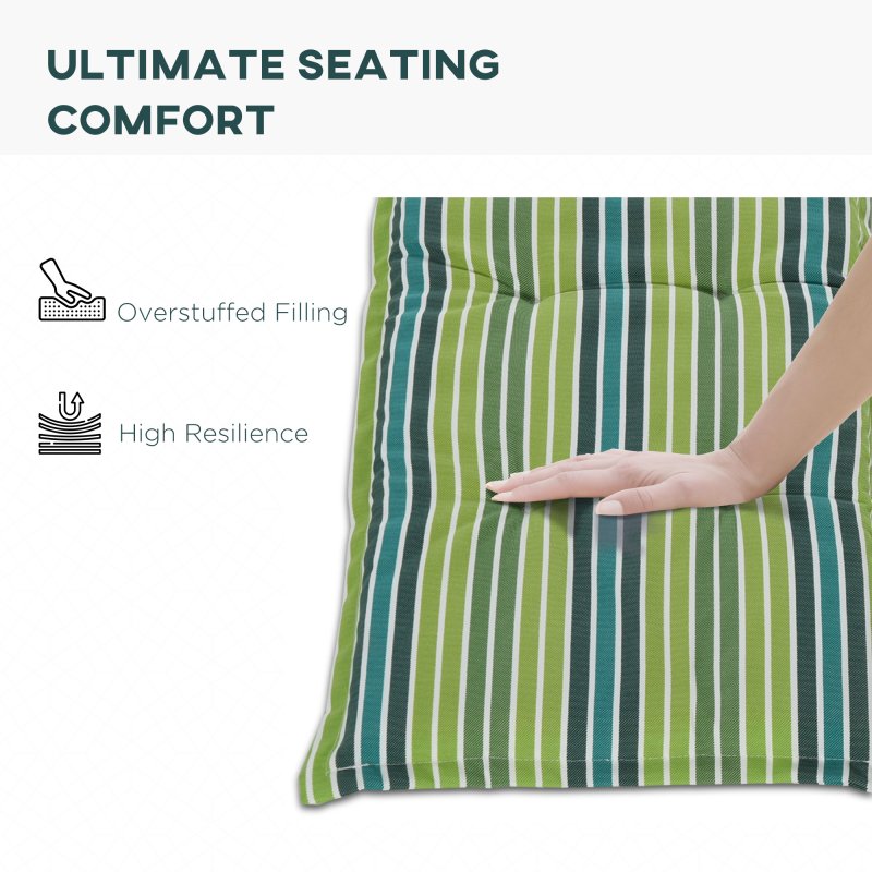 Outsunny Set of 2 Outdoor Garden Patio 2-3 Seater Bench Swing Chair Cushion Seat Pad Mat Replacement 120L x 50W x 5T cm - Green Stripes