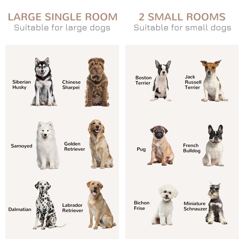 PawHut Dog Crate Furniture for Large Dog, Double Dog Cage for Small Dogs with Divider, Sliding Doors - Oak Tone