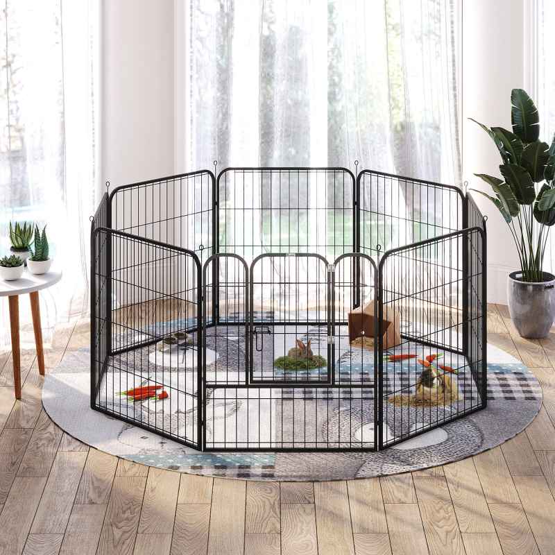 PawHut Dog Pen 8 Panels Puppy Pen Heavy Duty Pet Playpen for Indoor Outdoor for Dogs, Rabbits, Ducks 80cm High