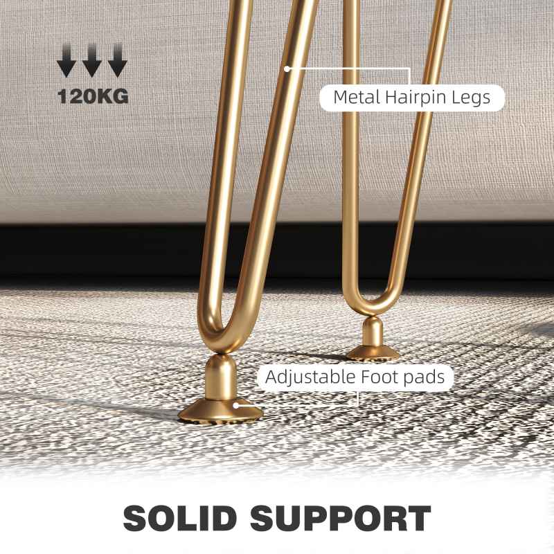 HOMCOM 5L Velvet Storage Ottoman, Modern Round Footstool with Metal Hairpin Legs and Removable Lid, Dressing Table Stool Side Table for Hallway, Bedroom, Living Room, 33 x 33 x 43 cm, Cream White