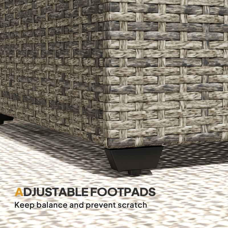 Outsunny Outdoor Coffee Table, PE Rattan Side Table with Tempered Glass Top, Wicker Rectangular Garden Coffee Table End Table with Steel Frame for Patio, Balcony, 90 x 50 x 38cm, Dark Grey