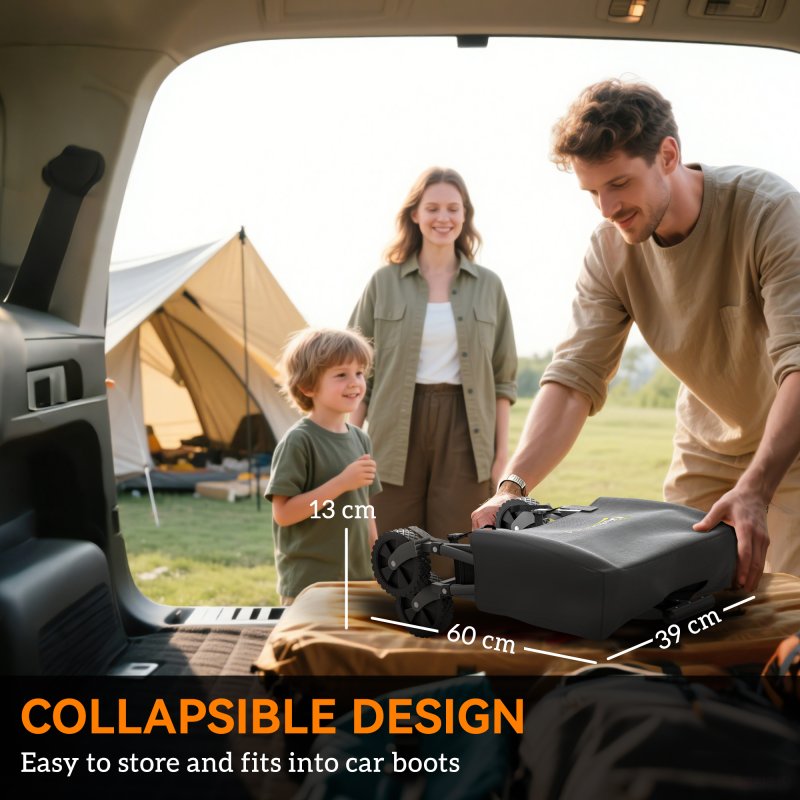 Outsunny 41L Festival Trolley on Wheels, Small Garden Folding Trolley Cart, 60kg Heavy Duty Collapsible Folding Wagon with Adjustable Handle and Carrying Bag for Beach, Camping, Festival, Grey