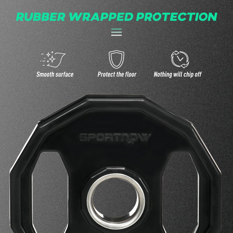 SPORTNOW Olympic Weight Plates Set, Metal and Rubber Bumper Plates Weights Discs with 2"/5cm Holes, for Home Gym Weight Lifting Strength Training, 2 x 5kg, Black