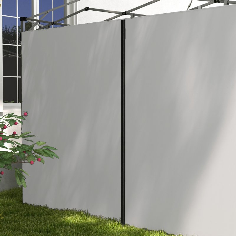 Outsunny Gazebo Side Panels with Zipped Doors, for 3x3 m or 3x6 m Pop Up Gazebo, 2 Pack Sides Replacement, Light Grey