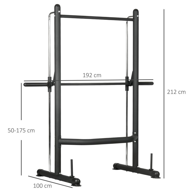 HOMCOM Smith Machine Squat Rack with Pull-Up Bar, Adjustable Weight Rack, Multi-Functional Weight Lifting Barbell Stand for Home, Gym, Strength Training