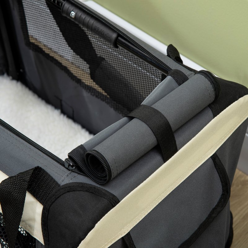 PawHut 51cm Foldable Pet Carrier for Miniature Dogs, Portable Cat Carrier Soft Side Pet Travel Crate with Removable Mat, Breathable Mesh - Grey