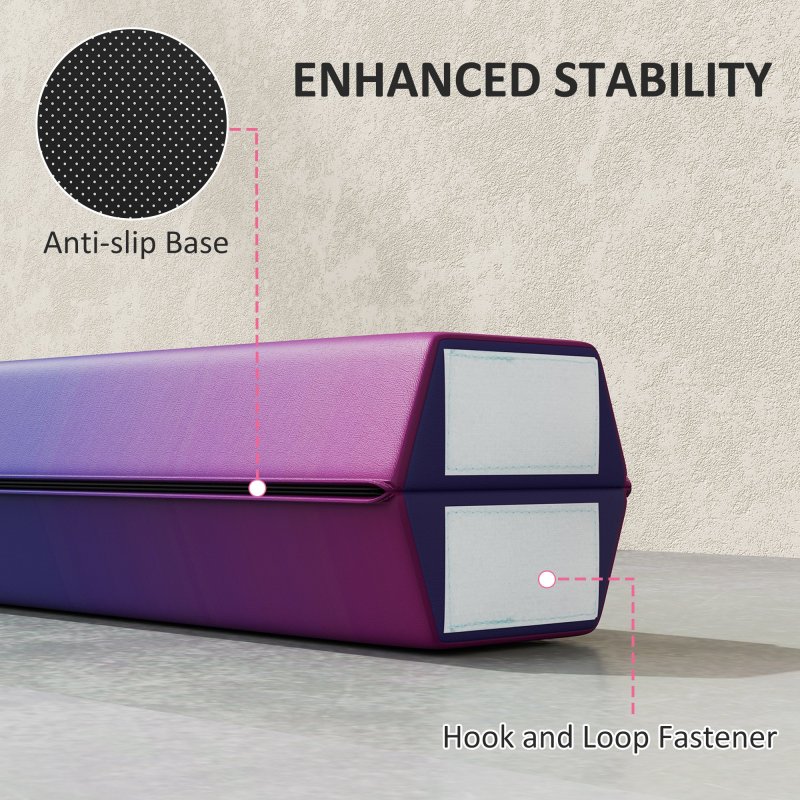 SPORTNOW 7.7ft Folding Gymnastics Beam, Floor Balance Beam for Kids with Anti-Slip Base, Gymnastics Equipment for Home Gym, Training Exercise, Blue and Pink