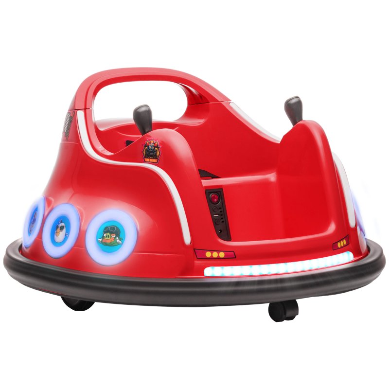AIYAPLAY Angry Bird Licensed 12V Kids Bumper Car, 360 Rotation Waltzer Car with Joysticks, Remote Control, Music USB LED Lights, for 3-5 Years Old - Red