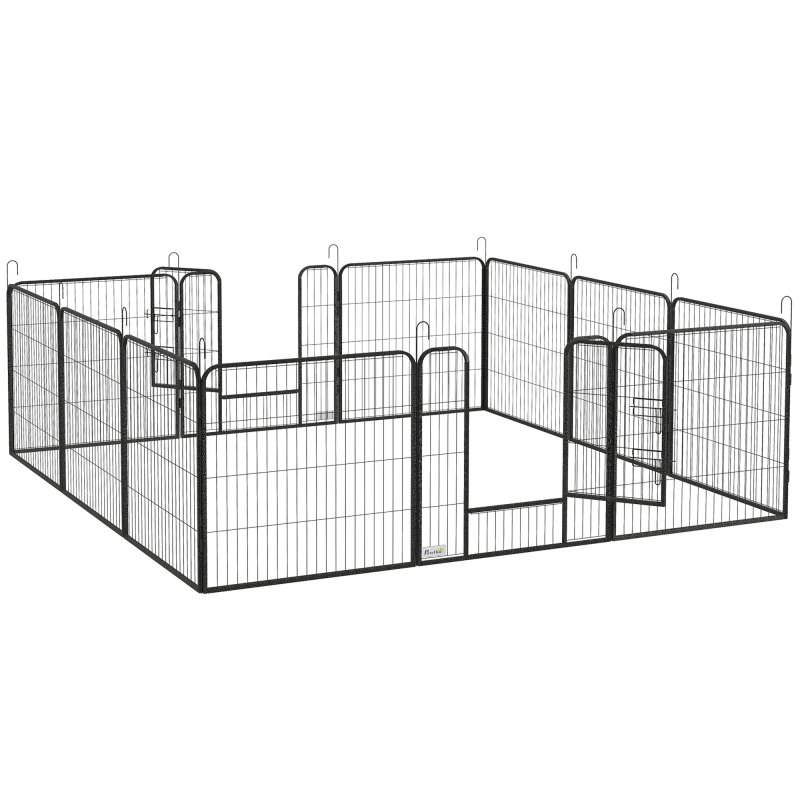 PawHut Dog Pen 12 Panels Puppy Pen Heavy Duty Pet Playpen for Indoor Outdoor for Dogs, Rabbits, Ducks 80cm High