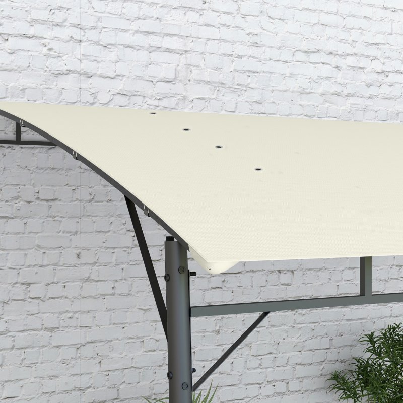 Outsunny 3 x 4m Pergola, Lean to Garden Gazebo with UV-Resistant Canopy and Metal Frame, Outdoor Sun Shade Shelter for Porch, Patio, Deck, Cream White
