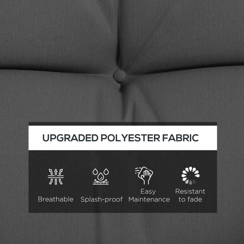 Outsunny Outdoor Seat Cushions Back Cushion with 2 Pillows, Water Repellent Seat Pads for 3-Seater Chair, Swing, Sofa, CUSHIONS ONLY, NO SWING, Charcoal Grey