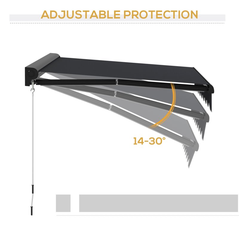 Outsunny 3 x 2.5m Electric Awning with LED Light and Remote Controller, Aluminium Frame Retractable Awning Half Cassette Sun Canopies for Garden Patio Deck Door Window