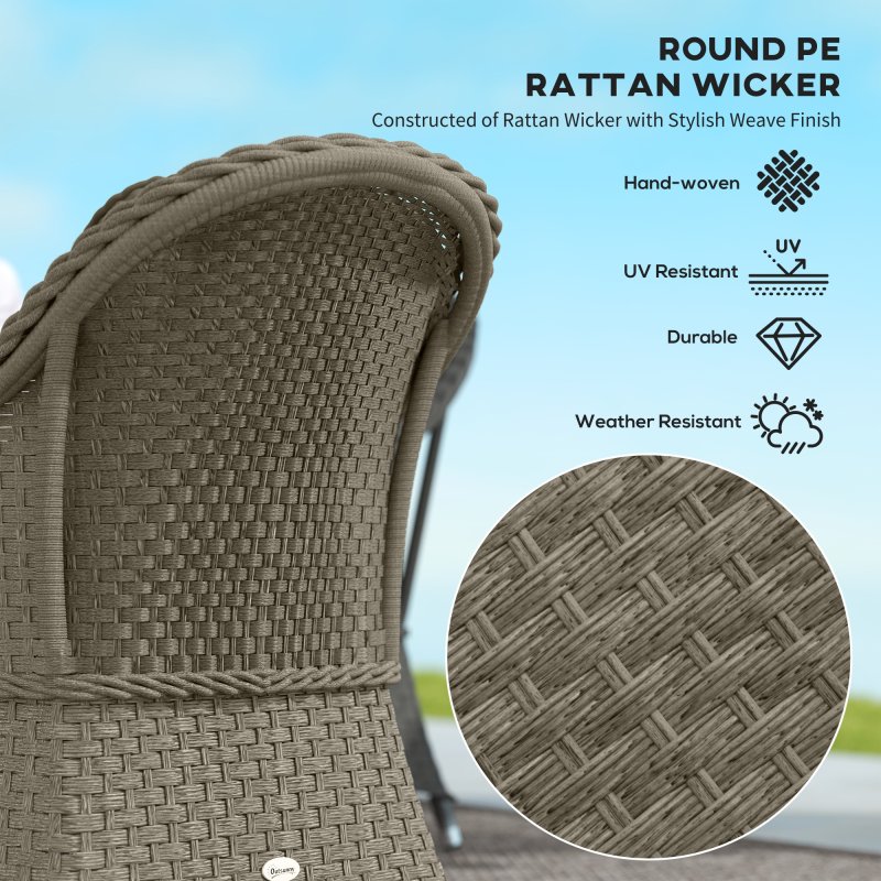 Outsunny 4 Pieces Outdoor PE Rattan Garden Furniture with Cushions, Patio Special Hand Weave Wicker Conservatory Sofa Set with Glass Top Coffee Table, Light Grey