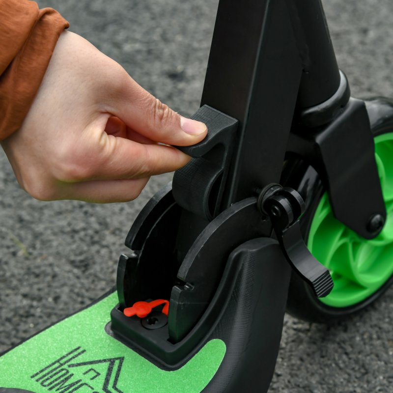 HOMCOM Kids Folding Electric Scooter Adult E Scooter, 120W, with Adjustable Height and Rear Wheel Brake, 8km/h Maximum Speed, for Children Ages 6-12 Years Old, Green