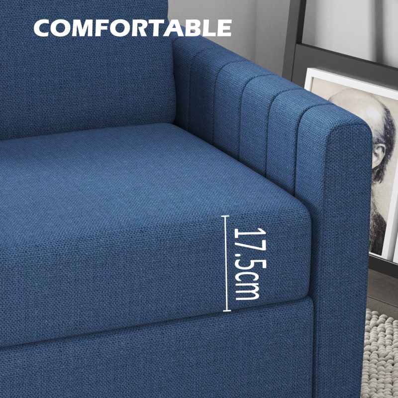 HOMCOM 2 Seater Sofa, Channel Tufted Modern Fabric Couch, Comfy Upholstered Small Sofa Loveseat with Spring Cushion, Back Pillow, for Living Room, Bedroom, Office