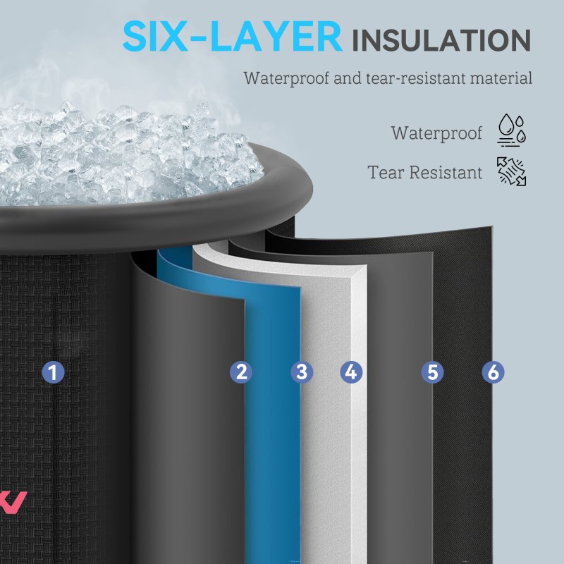 SPORTNOW Outdoor Bath Tub, 300L Portable Cold Water Therapy Tub, Recovery Cold Plunge Pool with Lid, Cover, Carry Bag, for Athletes, Black