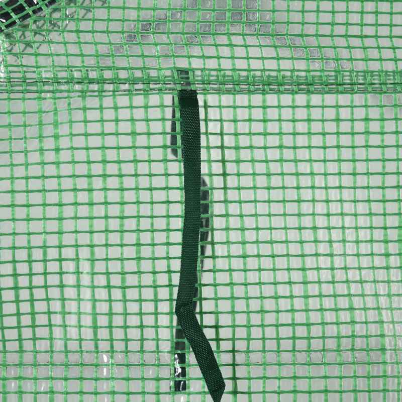 Outsunny Walk in Greenhouse with Shelves Steeple Green House for Garden Grow House Removable Cover 143x138x190cm, Green