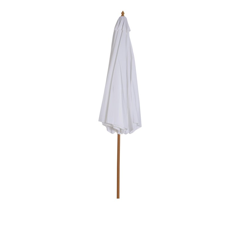Outsunny 3(m) Garden Parasol, Pulley Operated Patio Umbrella, Wooden Parasol, Table Market Umbrella with Rope Pulley Mechanism and 8 Ribs, White