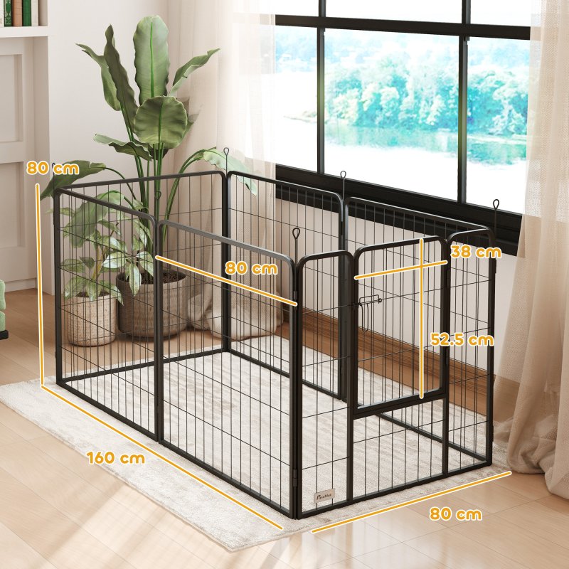 PawHut Dog Pen 6 Panels Puppy Pen Heavy Duty Pet Playpen for Indoor Outdoor for Dogs, Rabbits, Ducks 80cm High