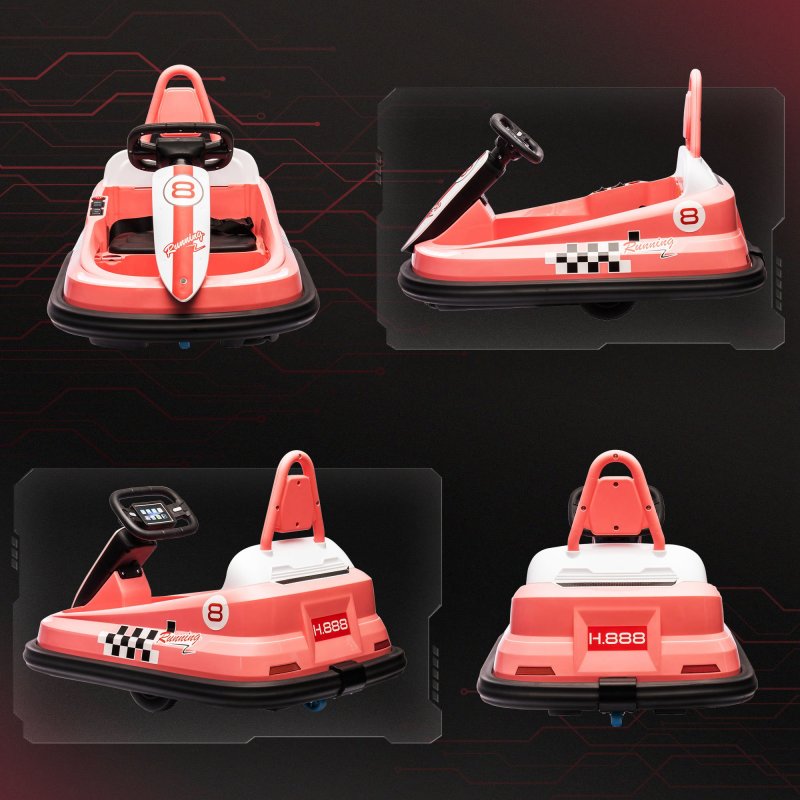 HOMCOM Kids Bumper Car 360° Rotation Spin Waltzer Car 6V Electric Ride On Car with 2 Speeds, Music, Lights for 18-48 Months - Pink