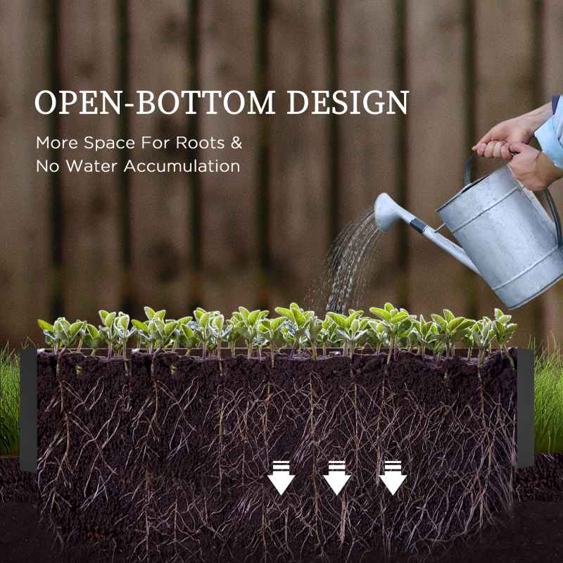 Outsunny Galvanised Raised Garden Bed with Greenhouse and Openable Cover, Metal Outdoor Planters for Vegetables, Flowers and Herbs, for Patio and Garden, 126 x 107 x 67.5cm, Dark Grey