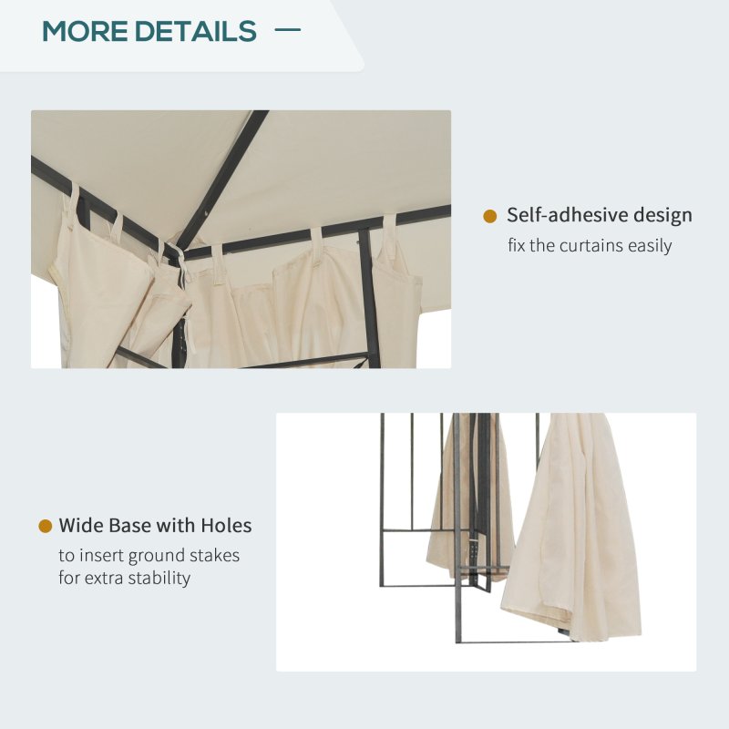 Outsunny 3 x 3 m Garden Gazebo Double Roof Marquee Patio Wedding Party Tent Canopy Shelter with Sidewalls (Beige)
