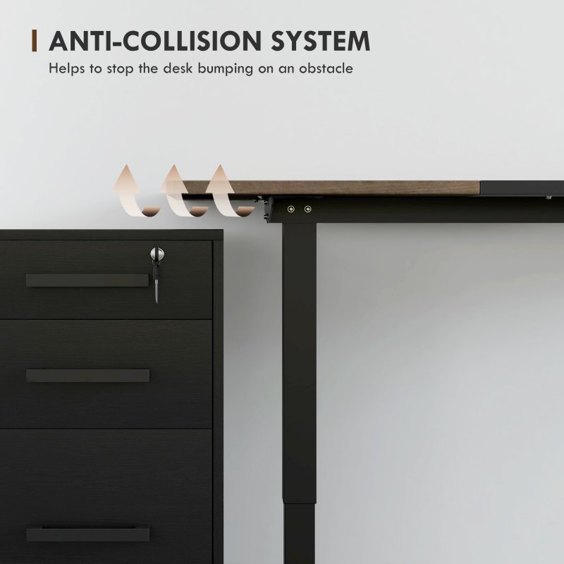 Vinsetto Electric Standing Desk, 140 x 70cm Height Adjustable Sit Stand Desk with 4 Memory Smart Panel, Stand Up Desk for Home Office, Black and Teak