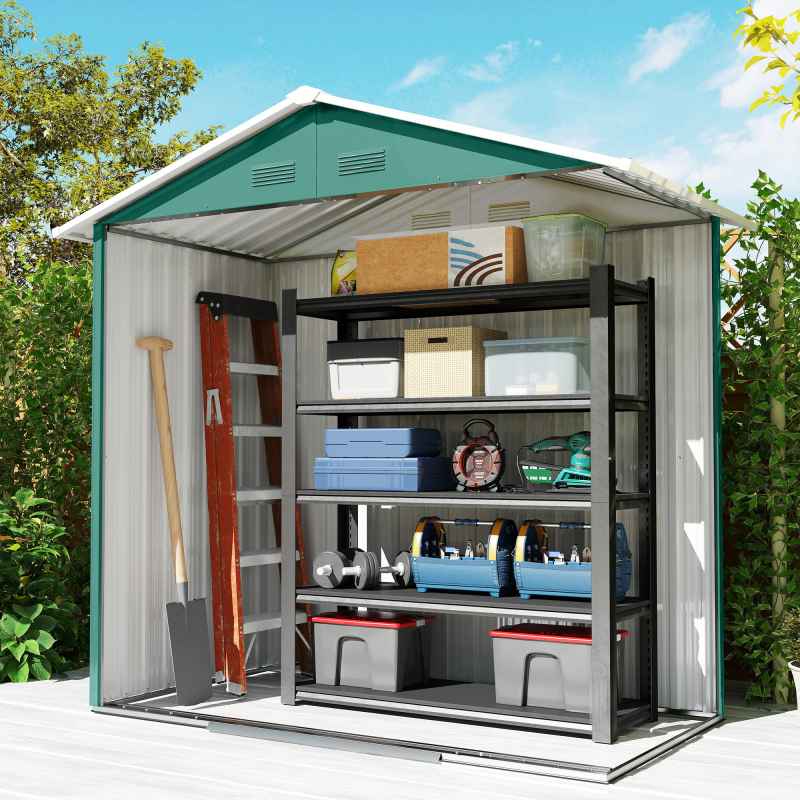 Outsunny 6.5ft x 3.5ft Garden Storage Shed, Large Metal Shed for Outdoor Storage with Double Sliding Doors and 4 Vents, Green