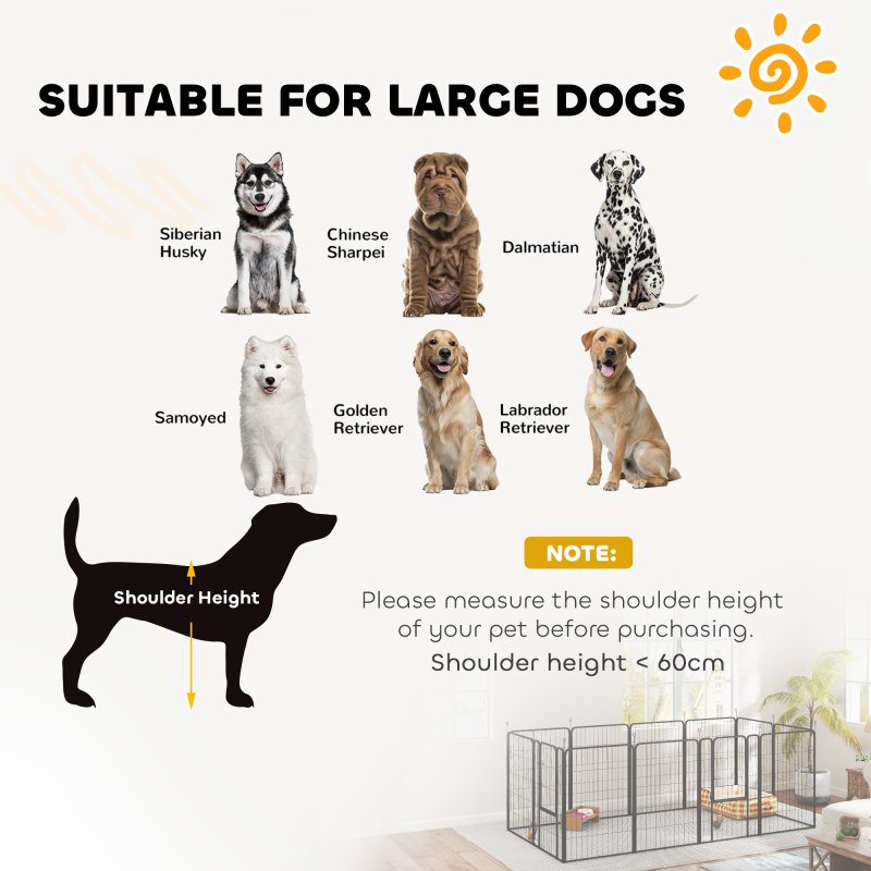 PawHut Dog Pen, 12 Panel Puppy Pen, Steel Dog Playpen, for Medium Breeds, 100cm Tall, Black