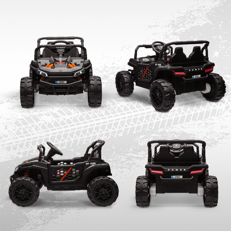 AIYAPLAY Kids Ride on Car, 12V Battery Powered Electric Truck with Remote Control, 4 Suspension Wheels, Horn, Lights, Music, USB, for Ages 3-5 Years, Black