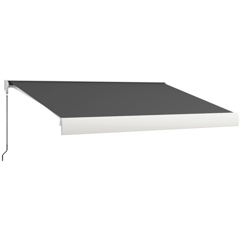 Outsunny 4 x 3(m) Electric or Manual Retractable Awning, Half Cassette, with Remote Controller, Manual Crank Handle and Aluminium Frame, Sun Canopies for Patio Deck Door Window, Grey