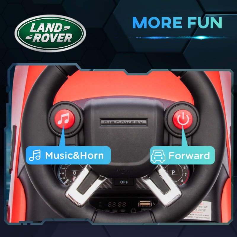 AIYAPLAY Land Rover Licensed 6V Kids Electric Ride On Car, 2-in-1 Sliding Car, Battery Powered Car with Headlights, Music, Horn, for 18-60 Months, Red