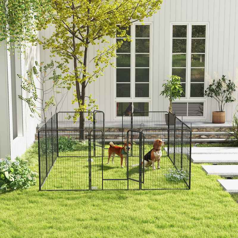 PawHut Dog Pen 12 Panels Puppy Pen Heavy Duty Pet Playpen for Indoor Outdoor for Dogs, Rabbits, Ducks 100cm High