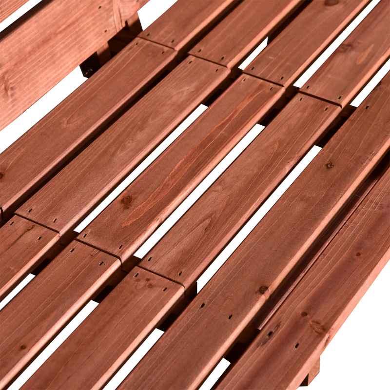 Outsunny 2 Seater Wooden Garden Bench with Convertible Middle Table, Outdoor Three-Seater Bench for Patio, Park, Porch, Orange