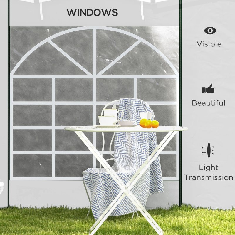 Outsunny Gazebo Side Panels with Windows and Doors, for 3x3(m) or 3x6m Pop Up Gazebo, 2 Pack Sides Replacement, White