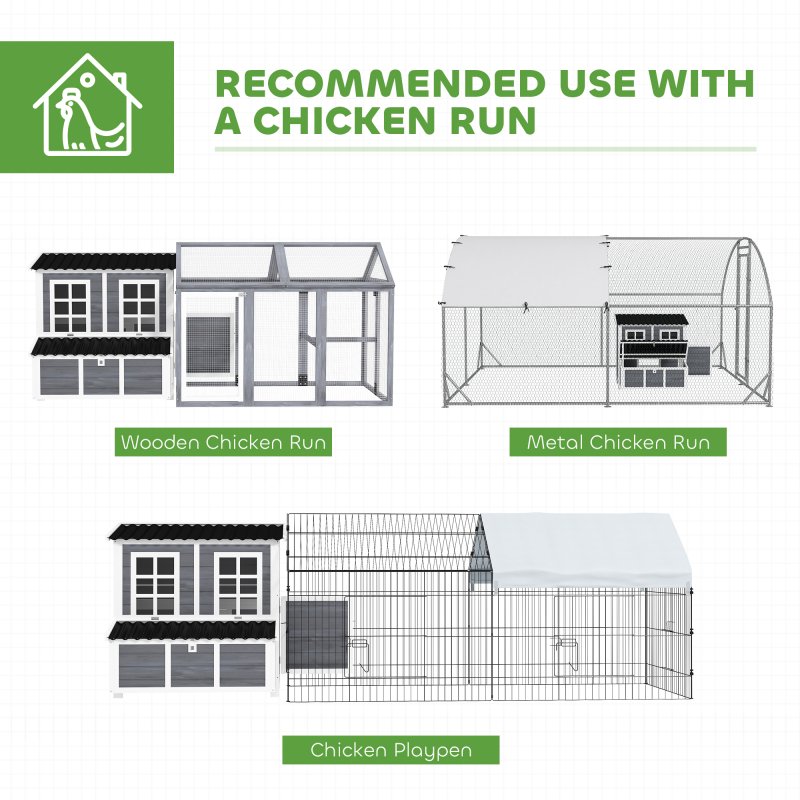 PawHut Wooden Chicken Coop with Nesting Box, Hen House Poultry Cage with Slide-Out Tray, Waterproof Roof, Perches, for 4-6 Chickens, 100 x 86 x 100cm