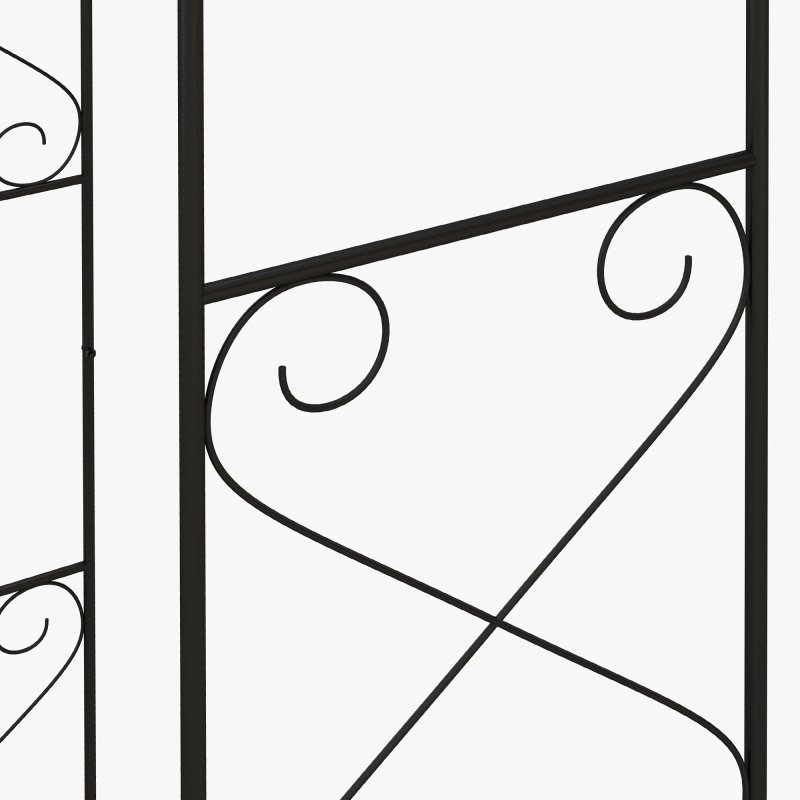 Outsunny Outdoor Garden Arch with Double Gates, Metal Garden Arbor for Climbing Plants, Roses, Vines, Wedding Arch for Outdoor, 114L x 36W x 232H cm, Black