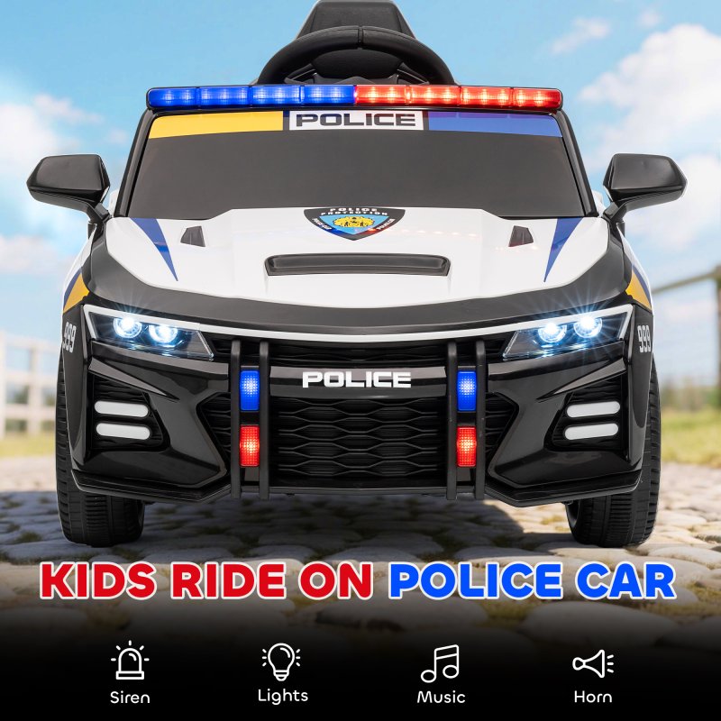 AIYAPLAY Kids Electric Ride on Police Car, 12V Battery Powered Cop Car with Remote Control, Music, Horn, Siren, Flashing Lights, Children Electric Vehicle for 3-5 Years, Multicoloured