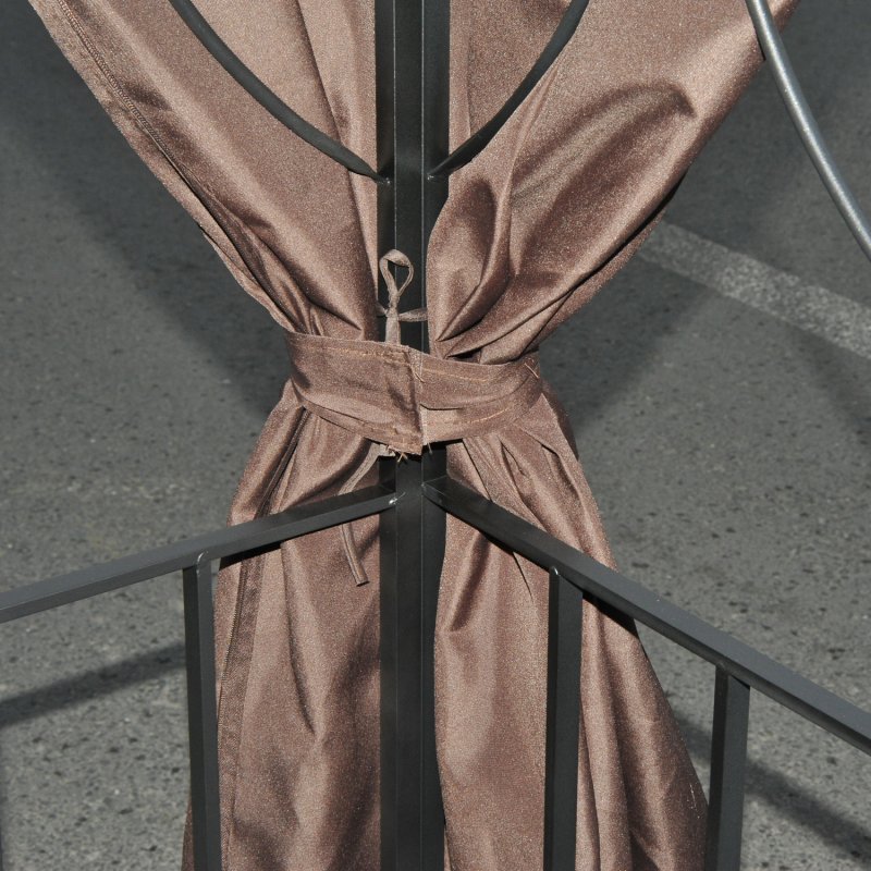 Outsunny 3 x 3 m Garden Gazebo Double-Roof Marquee Patio Wedding Party Tent Canopy Shelter with Sidewalls (Brown)