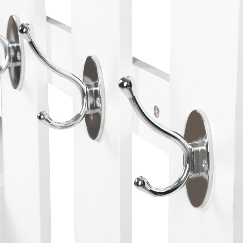 HOMCOM 2PC Shoes Storage Chest Cloths Rack Unit w/Mirror Multiple Shelves Large Storage Capacity Shoes Cabinet 6 Hooks Cloth Rack