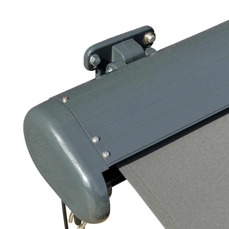 Outsunny 3x2.5m LED Light Full Cassette Case Electric/Manual Awning Door Window Sun Shade Patio Canopy Retractable w/ Remote Grey