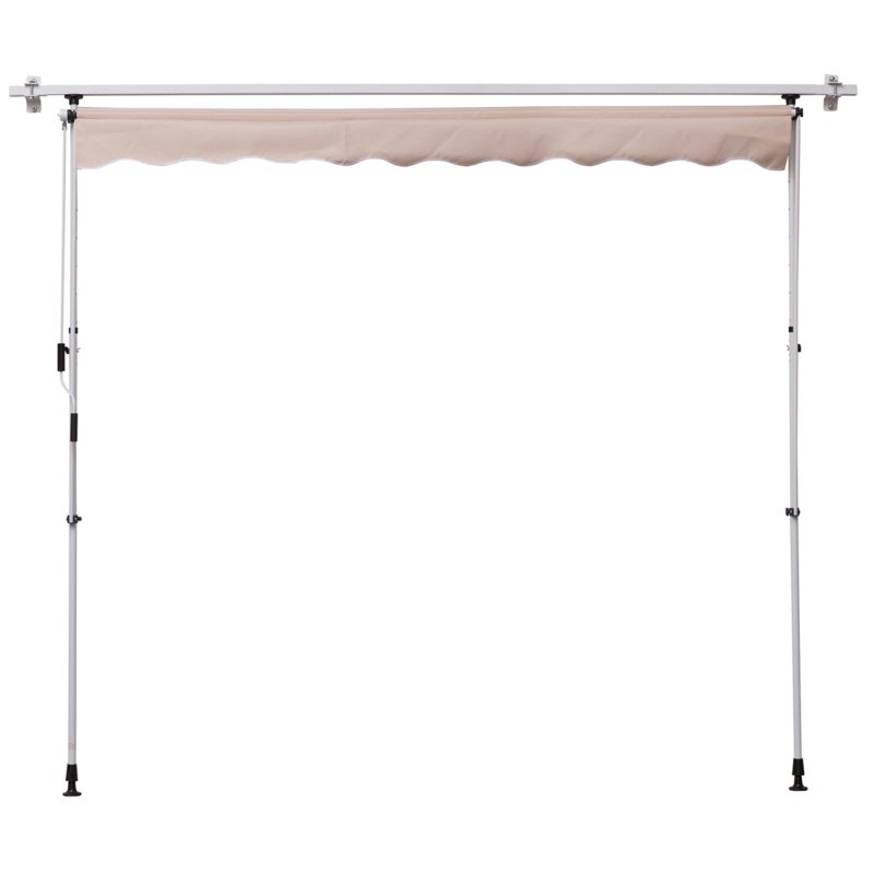 Outsunny Balcony 2 x 1.5m Manual Adjustable Awning DIY Patio Clamp Awning Canopy  Retractable Shade Shelter - Beige
