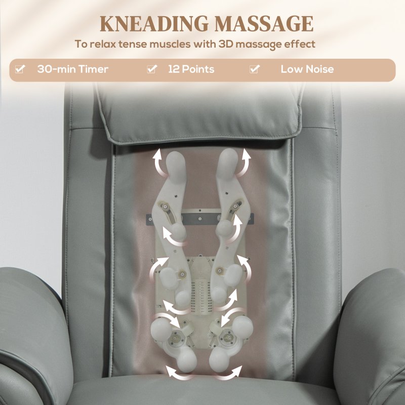 HOMCOM Recliner Armchair with 3D Kneading Massage, Breathable Leather Recliner Chair with Back Massager and Headrest, Electric Reclining Chair with Footrest, Remote, USB Port, Side Pockets for Home
