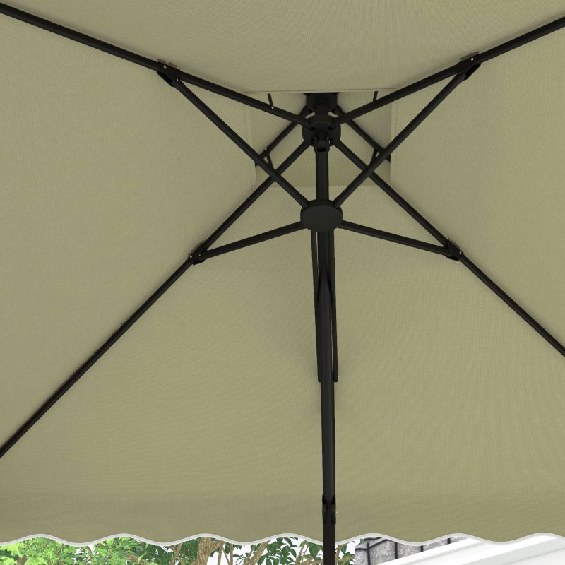 Outsunny 2.5m Cantilever Parasol with Easy Lever, Square Double Top Garden Parasol Umbrella with Ruffles and Cross Base, Overhanging Outdoor Sun Shades, Beige