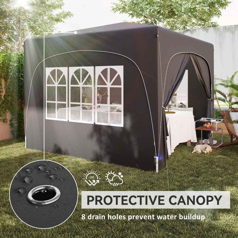 Outsunny 3 x 3(m) Pop Up Gazebo with Sides and Carry Bag, UPF50+, Height Adjustable Party Tent Instant Event Shelter for Garden, Outdoor, Patio, Black