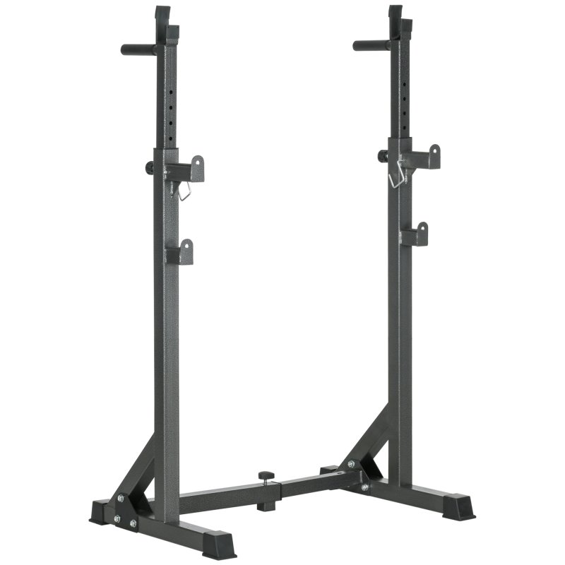 SPORTNOW Heavy-Duty Squat Rack, Adjustable Barbell Rack with Dip Station, Multi-Function Weight Lifting, for Home, Gym, Max Load 150kg - Black